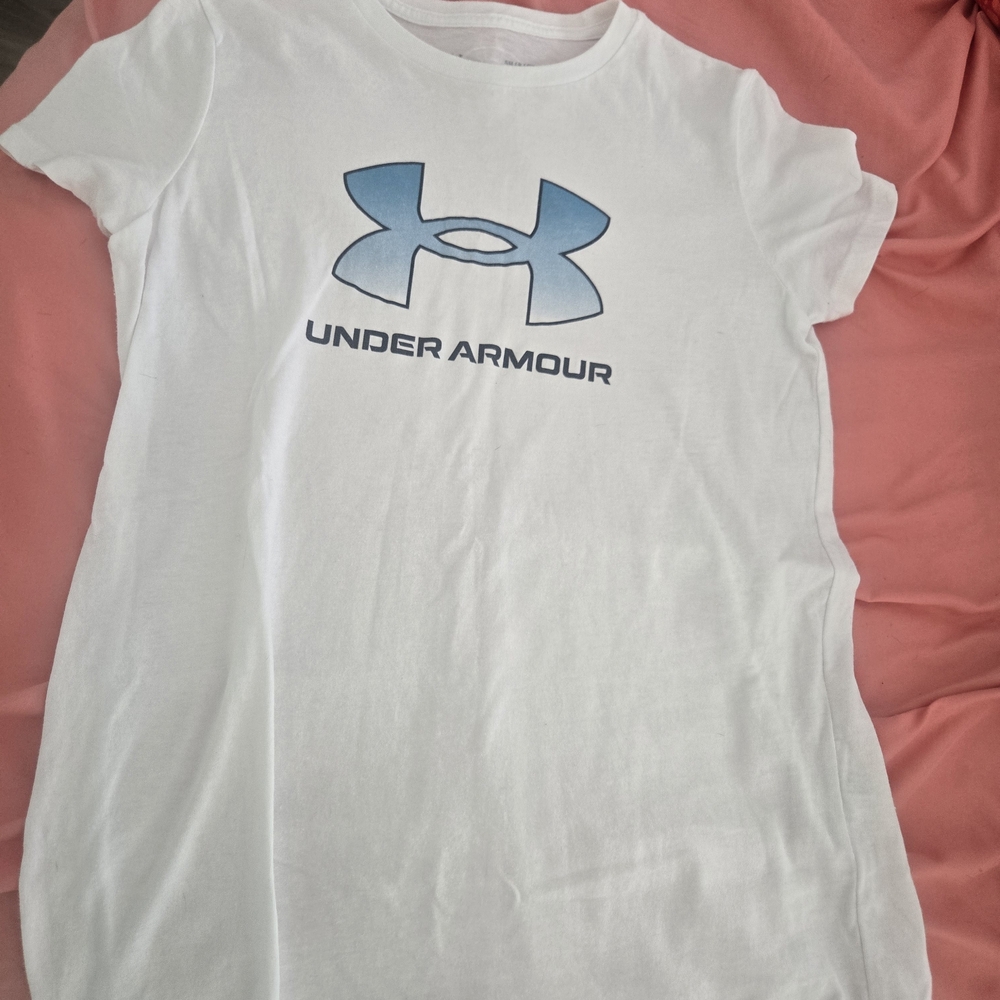 Under Armour White T-Shirt with Blue Logo